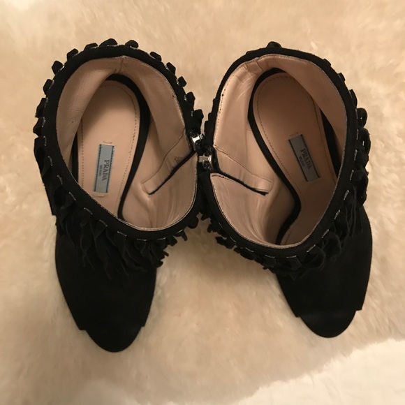 Prada Black Suede Fringe Booties - Picture 4 of 8
